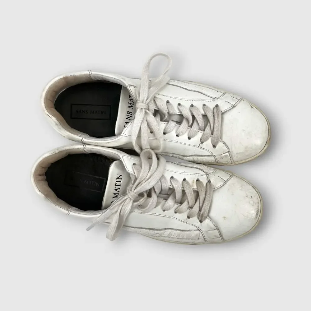 Sans Matin White Leather Low Top Sneakers Size EU 38